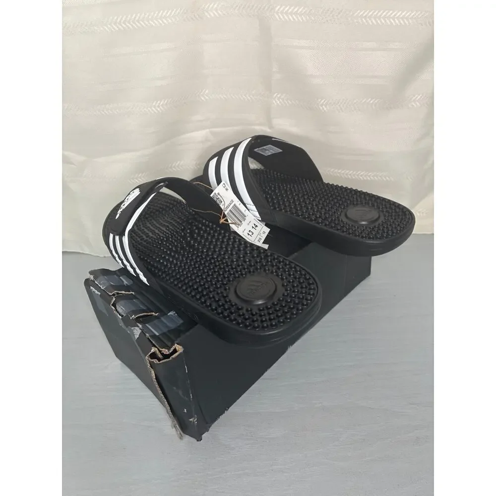Adidas Adissage Massage Slide Sandals Black White Mens 13/Womens 14
